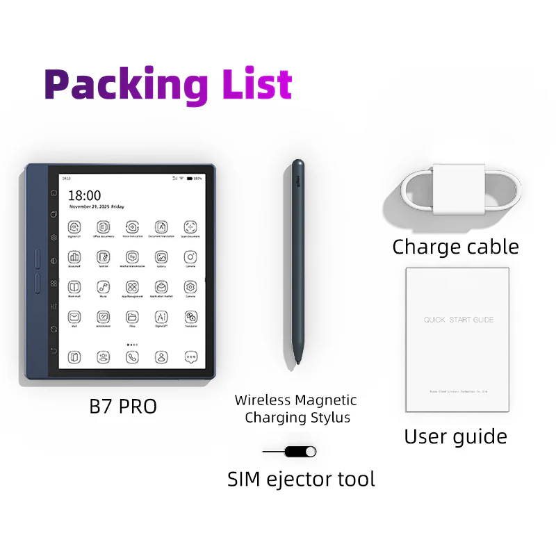 Bigme B7 PRO Black and White epaper reader eink tablet with stylus and case and 4G connection - Image 3